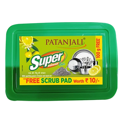 Patanjali Super Dish Wash Bar-600g (500g+100g)+ Scrub Pad