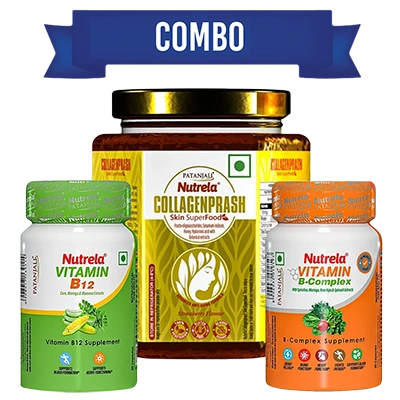 Patanjali Nutrela Collagenprash + B₁₂ + B Complex | Daily Skincare & Energy Combo
