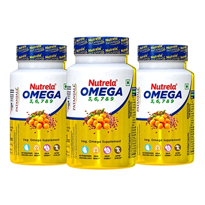 Patanjali Nutrela Omega 3 6 7 & 9 - 180 Capsules (pack of 3)